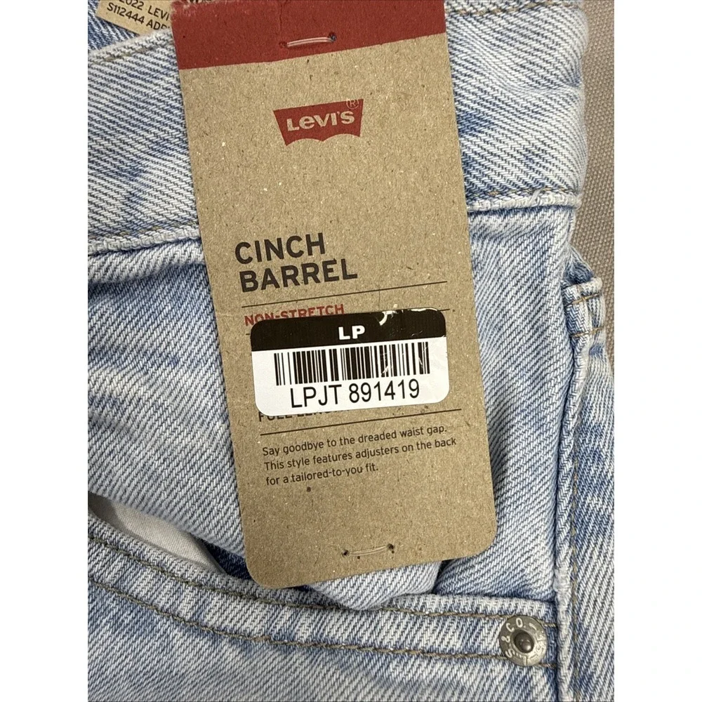 Levi's Cinch Barrel Jeans Womens 32x31 Blue Solid High Rise Loose Fit NWT